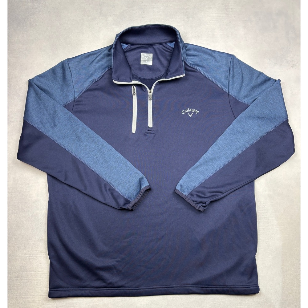 Callaway Mens Quarter Zip Pullover Navy Blue Heathered Golf Jacket Large SA4517